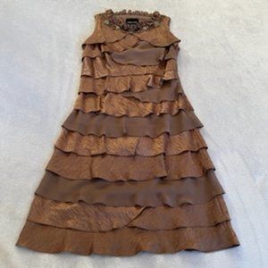 Frank Lyman Design Women's Dress Size 4 Brown Metalic